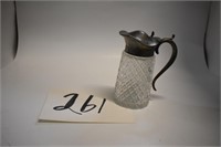 Cut Glass And Pewter Creamer Container