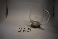 Etched Glass Pitcher With Sterling Vase