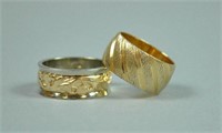 (2) 14K WIDE BAND RINGS