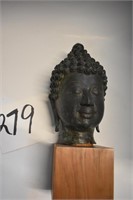 Bronzed Buddhist Head (With Stand)