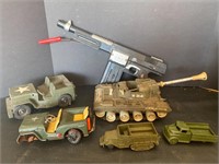 Marx flying commando toy gun & military trucks