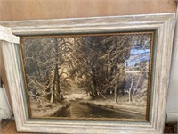 Framed PA Schipperus winter scene art