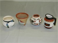 (4) Native American Clay mini pots