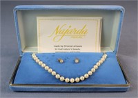 14K Gold Pearl Necklace & Earrings