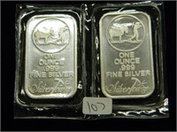 (2) 1 oz .999 Fine Silver bars