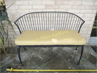 Wrought Iron Curve Back Patio Bench w/ Cushion