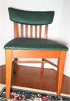 Low Profile Sewing Chair with Green Upholstery