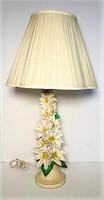 White Floral Ceramic Lamp with Shade