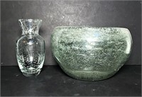 Hand Blown Glass Bowl & Vase`