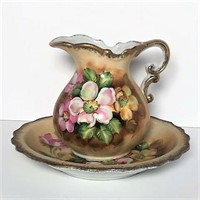 Homco Hand Painted Pitcher & Basin