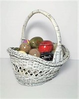 Alabaster & Marble Eggs in Basket