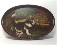 Hand Painted Wood Tray with Cat Scene