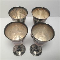 Cavalier Silver Plate Goblets with Etched