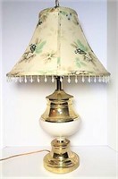 Glass & Brass Finish Table Lamp with Beaded