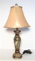 Bird Motif Desk Lamp with Cloth Shade