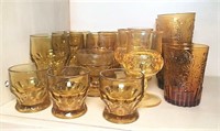 Vintage Amber Glass Drinking Glasses