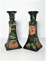 Two Hand Painted Candlesticks