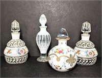 Four Hand Painted Perfume Bottles