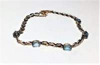 10K Yellow Gold Bracelet with Blue Stones