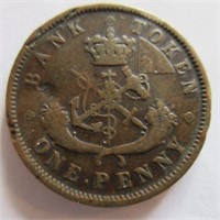 1857 BANK TOKEN - ONE PENNY