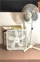 20" box fan and adjustable floor fan