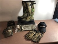 Size 12 Baffin Waterproof boots, hats, gloves, ins
