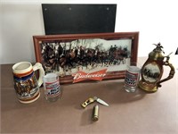 Bullet Lighter, horse knife, Budweiser sign