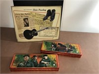 Elvis Presley tin sign and collector tins