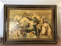 Framed oil painting of horses 43 x 31