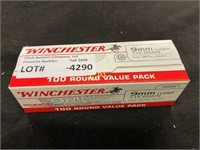 100rds Winchester 9mm Luger 115gr FMJ