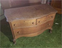 Antique 3 Drawer Serpentine Oak Dresser
