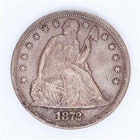Coin 1872 Seated Liberty Silver Dollar In VF