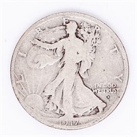 Coin 1917-D Barber Half Dollar In VG+