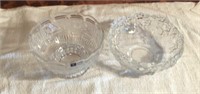 2 Clear Patterned Glass Bowls