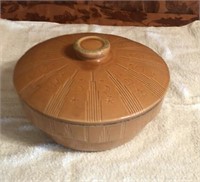 Brown Pottery Casserole Dish w/ Lid