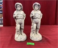 2 Boy Chalk-wear Statues