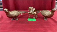 2 Brass birds (12 “ L) and 1 Brass Pegasus (5” H)