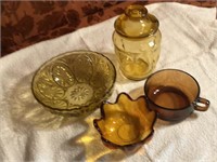 Misc. lot of Amber Glass Dishes