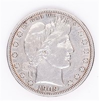 Coin 1909 Barber Half Dollar In EF / AU