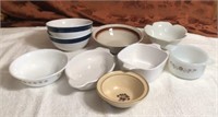 Misc. Lot of 9 Assorted Bowls/ Casserole Dish