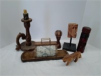 Wooden Home Decor Statues, Candle Holder, & More