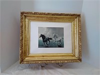 Wild Stallions Art Print, Vintage Frame,