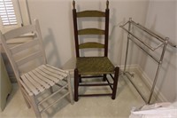 Two Chairs and Metal Rack
