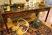 Two Drawer Table w/ Glass Top