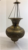Hanging brass candle holder