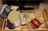 Plastic Containers, Glass Dishes, Straws, Misc.