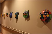 Nine Painted Paper Mache Decorative Masks