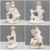 White Statues - Cowboy / Indian 10" High