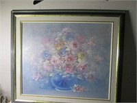 FRAMED FLORAL PAINTING SIGNED BY RUSSO