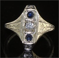 14kt Gold Vintage Sapphire & Diamond Estate Ring